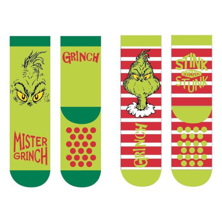 Picture of GRH243009 CHILDREN TWO PACK SOCKS THE GRINCH WITH GRIPPERS